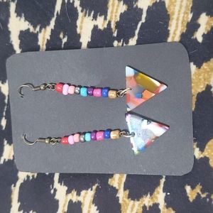 THANDMADE EARRINGS HANDCRAFTED STILETTOS BEADED PINKS